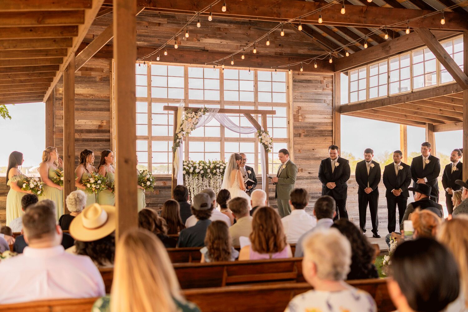Wedding ceremony under way in the open-air chapel
