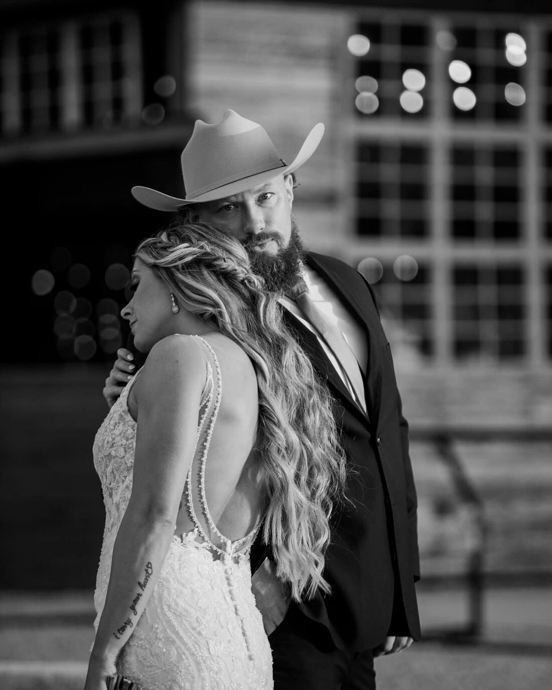 Black and white portrait of a couple